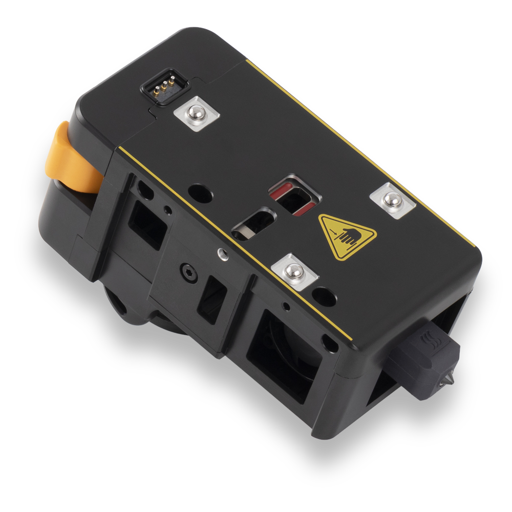 Bottom view of Toolhead 2/3/4 Right Slot for Snapmaker U1 showing connector ports and heat warning mark for safe and reliable operation.