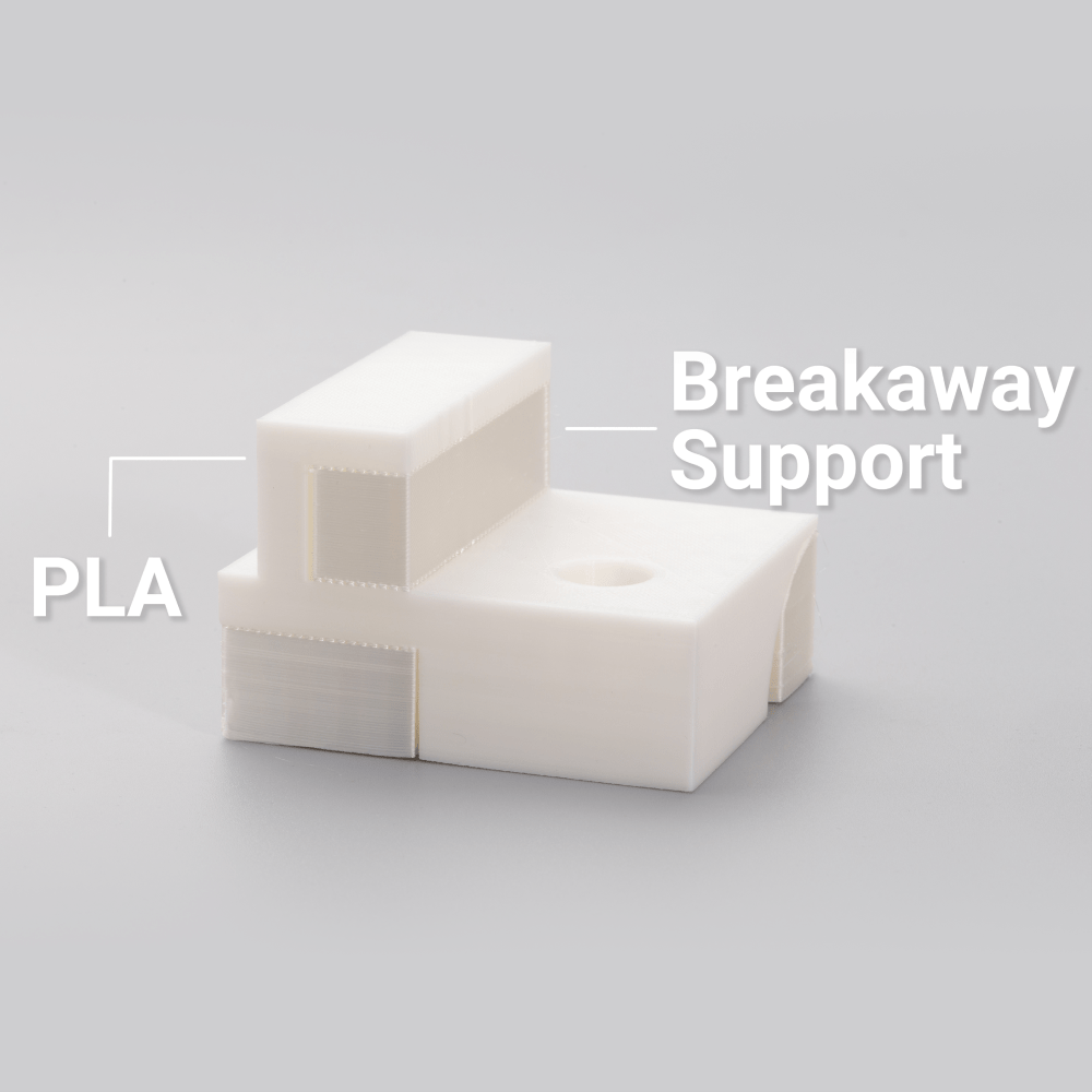 3D print with Snapmaker breakaway PLA filament, easily removable support material. 