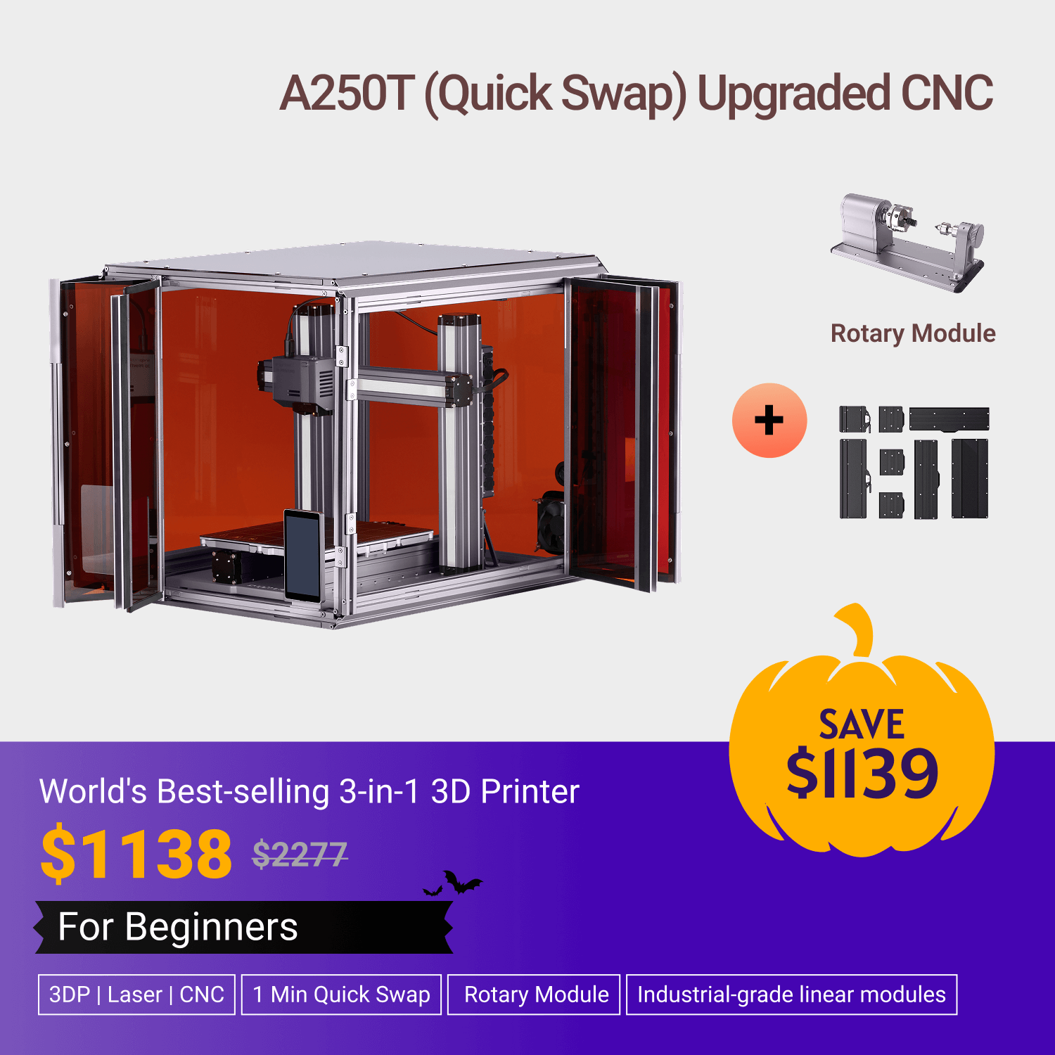 Snapmaker 2.0 Modular 3-in-1 3D Printer A250T