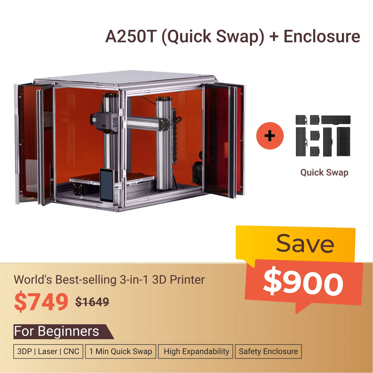 Snapmaker 2.0 Modular 3-in-1 3D Printer A250T - Snapmaker US