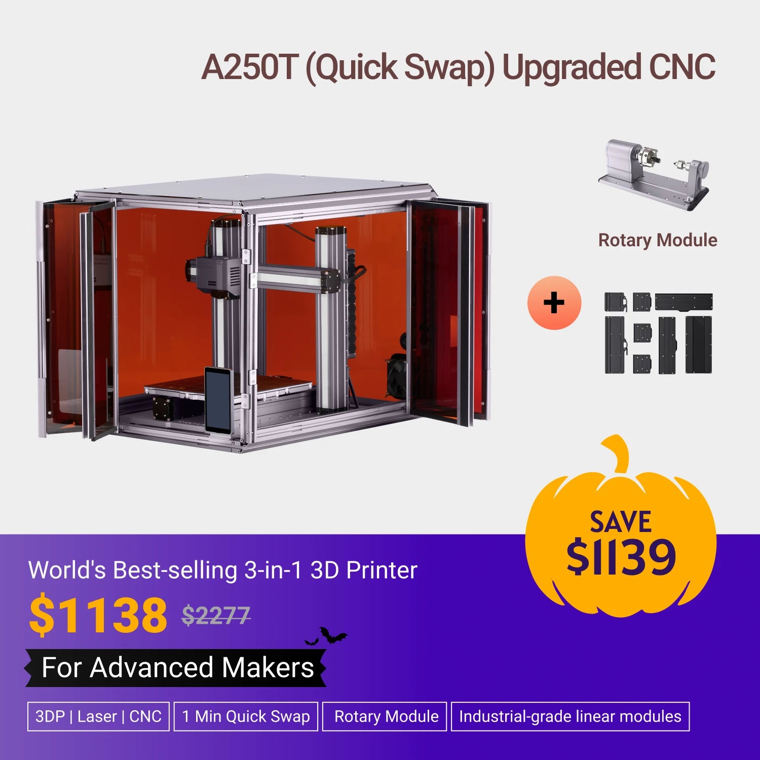 Snapmaker 2.0 Modular 3-in-1 3D Printer A250T