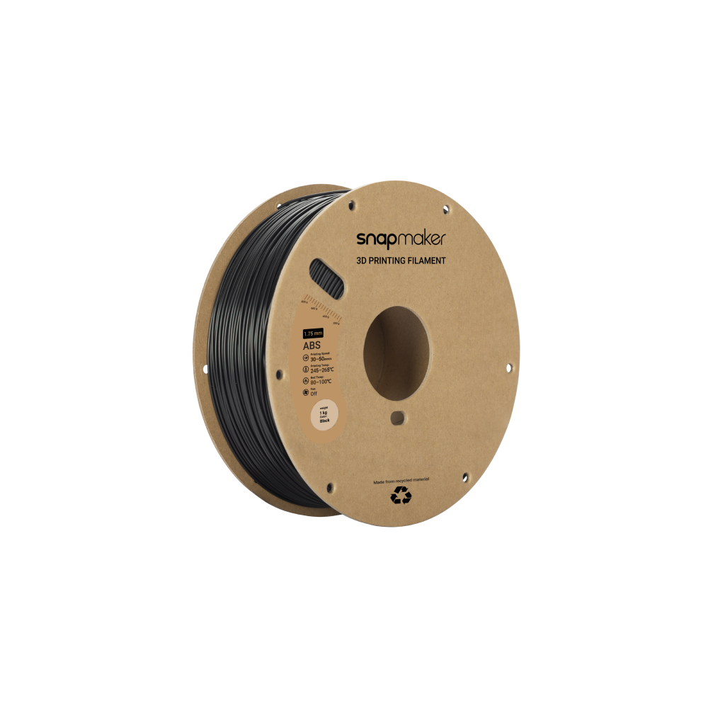 Snapmaker ABS filament spool in black, perfect for durable and versatile prototyping.